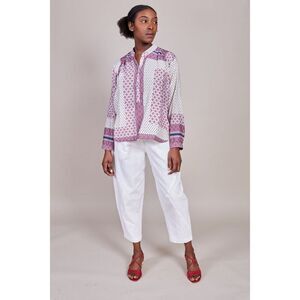 Xirena Kora Top Allie sz Large cotton / silk blouse patchwork boho natural fiber